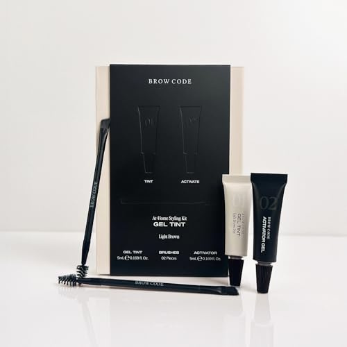 Brow Tint Kit - Two-Step Gel Tint Formula, PPD-Free & Peroxide-Free (Light Brown)