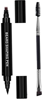 Cepillo para Barba, lápiz de Relleno para Barba, Kit de Relleno de Pincel para lápiz, Duradero, Impermeable, Negro, para Huecos, Hombres finos y con Parches, 2 Piezas, bolígrafo