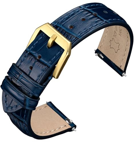 ANNEFIT Cinturini per Orologi a Sgancio Rapido, Cinturino in Pelle di Alligatore Goffrato per Uomo Donna, 16mm 18mm 20mm 22mm 24mm