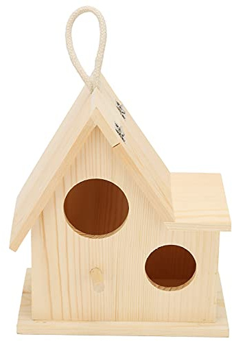 TIKATARER Casa para Pájaros de Madera única Hecha a Mano, Pequeña Casa para Pájaros para Gorriones, Pinzones y Azules, Decoración de Jardín con Puerta Fácil, Ideal para Decoración de Jardín, Patio