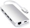 SATECHI USB C Hub 8 in 1 Multiport V2 mit 4K-HDMI, 60W PD-Aufladung, 3 USB-A, Ethernet, microSD/SD-Kartenleser, für MacBook, Windows und USB-C-Geräte – Silber