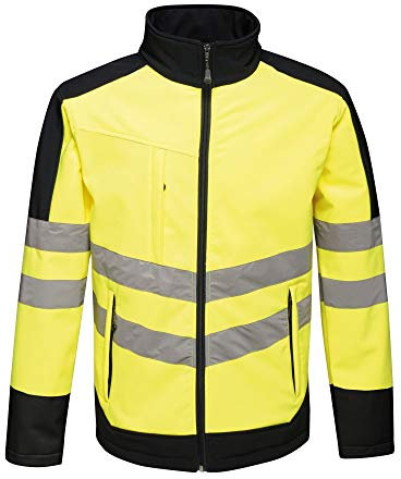 Regatta TRA625 20770 Professional Hi-Vis Waterproof and Breathable Softshell Jacket, Yellow/Navy, L