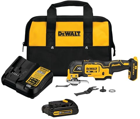 DEWALT 20V MAX XR Oscillating Tool Kit with Blades, 3 Speed Cordless Brushless Multitool, Up to 20,000 OPM, LED Light, Battery and Charger Included (DCS356C1)