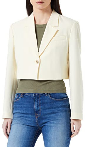 Jack & Jones JJXX Jxmary Cropped Blazer Sn, Blazer Mujer, Blanco Crudo, L