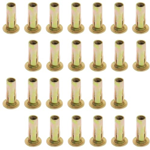 Qjaiune 25Pcs M6 Pre-Bulbed Rivet Nut, Slotted Flat Head Carbon Steel