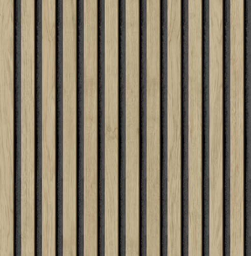 NuWallpaper Oak Slat Wood Peel and Stick Self-Adhesive Removable Wallpaper, Renter-Friendly, 20.5 in x 18 ft