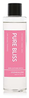 Stoneglow Wellbeing Collection - Pure Bliss 210ml Scented Reed Diffuser Refill - Petitgrain, Cypress, Basil (Pink)