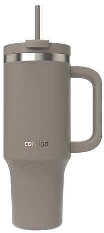 Contigo Thermosflasche 1200 ml mit Henkel und Strohhalm | Isolierte Thermo-Trinkflasche aus Edelstahl mit Deckel | Kühlt 29 Stunden | Reisebecher | Thermobecher | BPA-frei