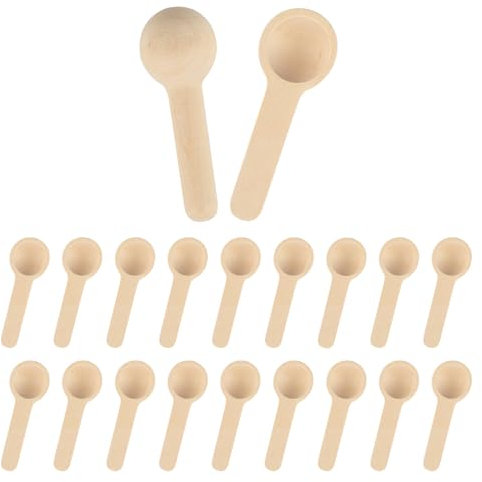 Set da 20 Mini Cucchiai di Legno - Cucchiai Rotondi Piccoli per Sale, cucchiaio legno,cucchiaini legno,cucchiaini,Spezie, Marmellata, Zucchero, Caffè, Tè - Materiale Naturale, Resistente e Versatile
