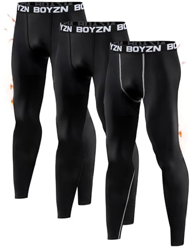 Boyzn 1 or 2,3 Pack Men's Compression Pants, Cool Dry Athletic Workout Running Tights Leggings with Pocket/Non-Pocket