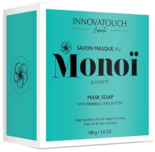 Savon Masque 2-en-1 au Monoï & Karité – Innovatouch Cosmetic – Nettoyant et Masque Hydratant pour Visage et Corps – Parfum Tropical – 100g