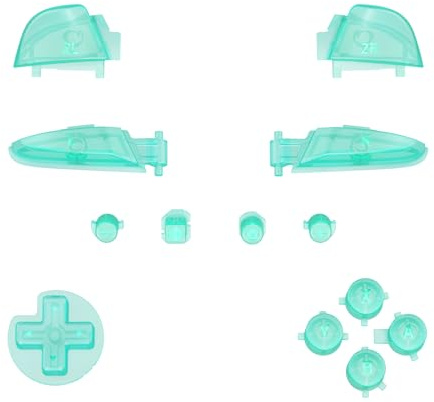 eXtremeRate Boutons de Remplacement ABXY pour Switch Pro, Bouton Série Transparente ABXY Dpad Home Plus Moins L R ZL ZR Trigger pour Switch Pro, Bouton Remplacé Complet Vert Émeraude