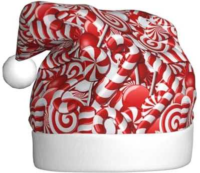 Yopiiefa Candy Cane Christmas Santa Hat Xmas Men Women Plush Hat for Christmas New Year Holiday Party Gingerbread Man