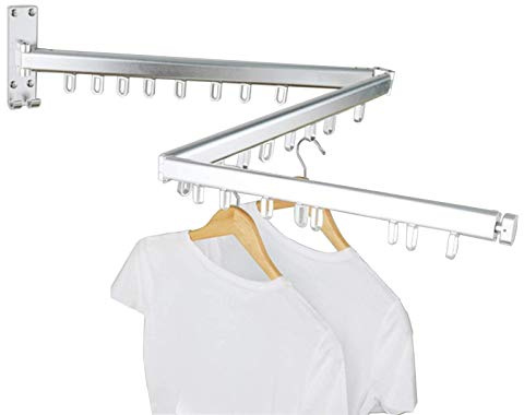 asdchZen Stendibiancheria Retrattile A Fisarmonica, 8 Aste, Stendino Pieghevole, Portasciugamani in Acciaio Inox da Parete per Balcone, Lavanderia (50 Cm)