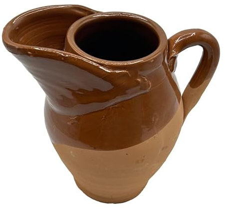 Brocca Semismaltata con Beccuccio in Terracotta – Artigianato Italiano Fatto a Mano – Disponibile in Varie Misure – Ideale per Servire Bevande con Stile - Dimensione 19x19 cm