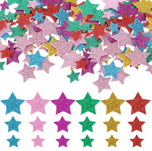 180 PCS Self Adhesive Small Star Sticker Holographic Glitter Foam Stickers Decals for Crafts Star Wall Stickers for Scrapbooks Greeting Cards Home Birthday Party Graduation Decoration