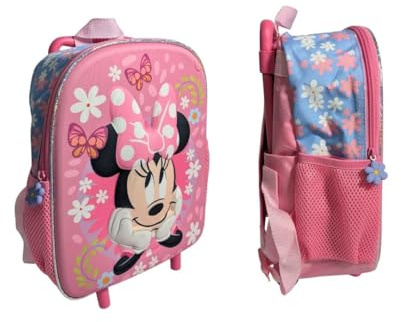 mybagstory -Minnie Mouse – Sac à roulettes Enfant 3D 36x25x14 cm – Trolley Maternelle avec poignée télescopique et roulettes – Sac école Un Compartiment – pour Filles