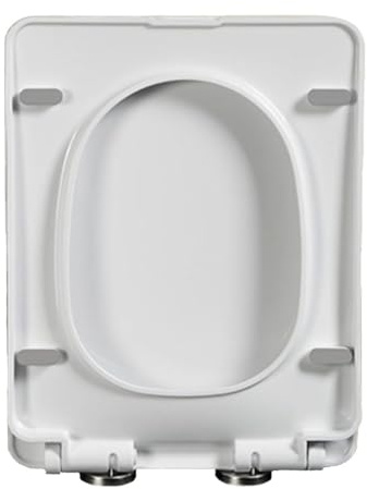 Asiento de Inodoro Cuadrado con Cierre Suave, 45 x 35,5 cm, Fabricado en PP, fácil de Limpiar, Cierre Lento, Asiento Rectangular de liberación rápida