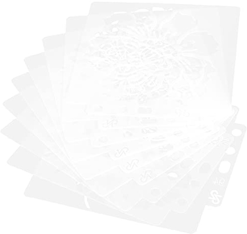 Jeffergarden Ensemble de Pochoirs Artistiques, 9 Modèles de Peinture Mandala Réutilisables avec 10 Toiles Vierges pour Décoration Artisanale, Scrapbooking et Conception de Cartes