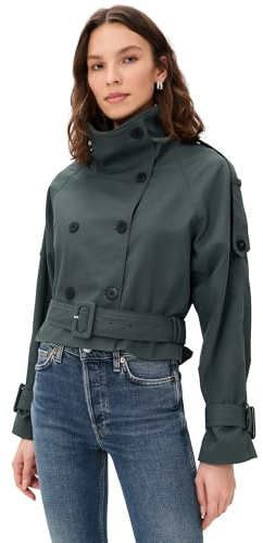 Lioness Women's Blanc Cropped Trench Coat, Olive, S