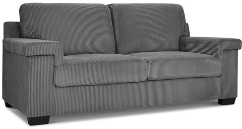 Bravich Enzo 3 Seater Sofa, Grey Corduroy Fabric Couch with Adjustable Dual Seating Positions, Large Settee with Solid Wood Frame and Thick Foam Cushions | Dual position system