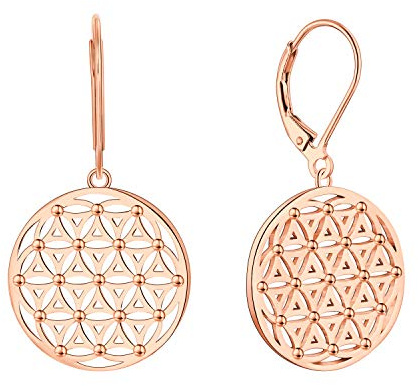 JO WISDOM Damen Ohrhänger Lebensblume silber 925 Blume des Lebens Ohrringe Hängende mit Rosévergoldet,Schmuck für Frauen