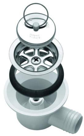 Wasserabfluss Ablauf Camping 1 25mm für Spülbecken mit Stöpsel Smev Syphon Waschbeckenablauf Wohnmobil Winkelablauf Camper (ad-ideen) (Kein Siphon kein Geruchsverschluss)