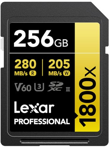 Lexar Gold Series Professional 1800x 256GB UHS-II U3 SDXC Memory Card