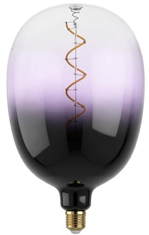 EGLO XXL Dimbar E27-lampa, spiral-LED, retro-glödlampa, stor storlek | extra stor dekorativ vintagelampa i lila och svart, 4 watt, 85 lumen, varmvitt ljus, 2 000 K, längd 29,5 cm
