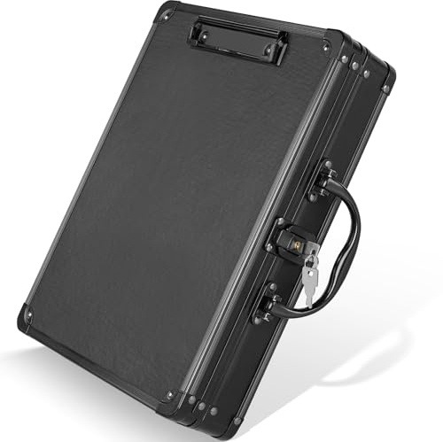 Sooez Key Lock Clipboard Storage Box, Heavy Duty Clipboard with Storage, Metal Locking Box with Handle, Lock Box Maximum Security - Holds Letter Size Paper, 12.5 x 9.5 inch, Black