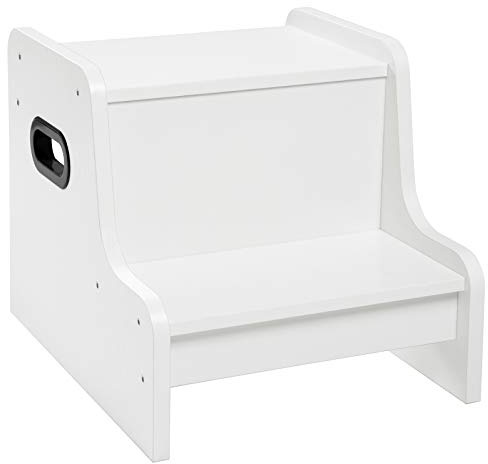 HOOBRO Poggiapiedi per Bambini, Sgabello Scaletta a 2 Gradini, con Piedini Antiscivolo e Maniglie, per Bambini di Età da 3 a 14 Anni, per Bagno, Cucina, Camera, Bianco EWT01JD01G1