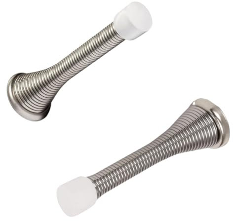 Citystores® Silver Door Stopper | Heavy Duty Spring Spiral Floor Stop for Easy Wall Use | Rubber Base