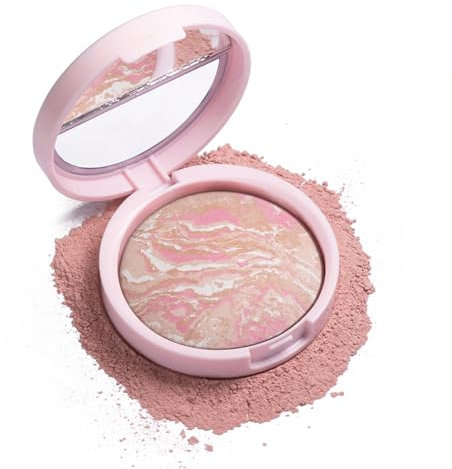 Fondotinta in polvere per la correzione del colore del fondotinta al forno,Copertura trasparente alla luce costruibile,Fondotinta in polvere leggera, finitura naturale semi-opaca radiante