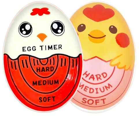 Halsgroves Of Devon Cute Egg Timer Double Pack - Colour Changing Boiling Indicator, Reusable Cooking Aid for Soft to Hard Eggs, Kitchen Essentials