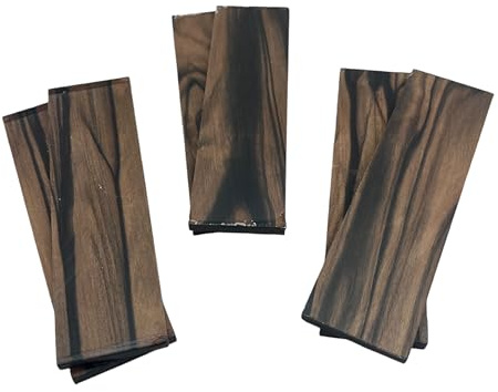 Ebene De Macassar, set med 3 par, 140 x 40 x 6 mm. Idealiskt ädelträ, knivärmar, lutheri, musikinstrument, skulptur, smycken