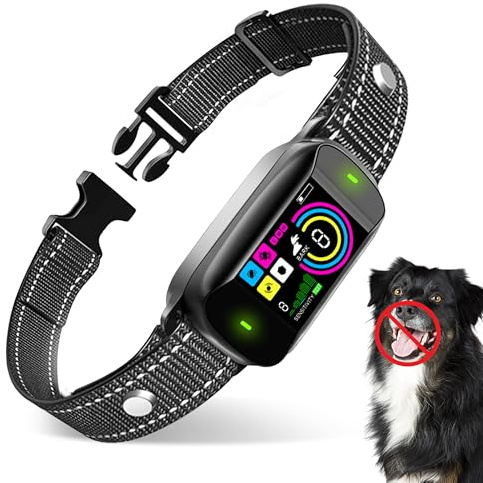 Collare Antiabbaio per Cani - Collare Elettrico Ricaricabile con 3 Modalità: Suono, Vibrazione e Vibrazione Forte - Impermeabile IPX7 - Adatto a Cani di Piccole e Grandi Dimensioni (Nero)