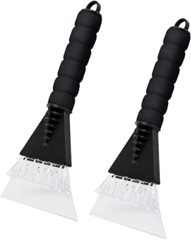 KFSCIP 2 Pcs Ice Scraper For Car Windscreen, Car Scraper, Ice Scraper, With Soft Grip Handle Fridge Freezers Extra Strong Removal Tool, Fast And Easy Ice And Snow Removal For Windscreens (Black)
