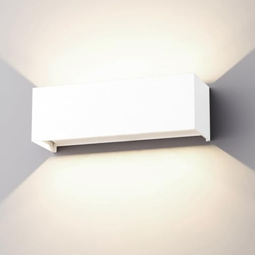 Klighten 30W utomhusvägglampa, utomhuslampa, wall UP down, IP65, inomhus/utomhus vägglampor med justerbar strålvinkel, för vardagsrum, trädgård, naturvit 4000K, vit Vit