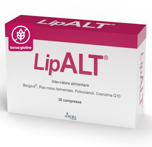 Aurora Biofarma Lipalt - Integratore Colesterolo Alto e Trigliceridi con Riso Rosso Fermentato, Coenzima Q10, Monacolina K, Bergavit e Policosanoli - 30 Compresse Senza Glutine