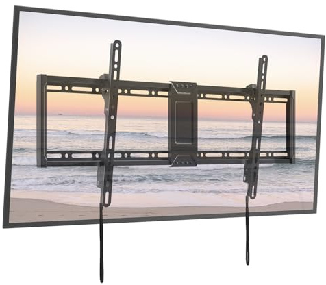 Universal TV-Wandhalterung 43-95 Zoll Neigbar - Flache TV Halterung bis 75kg, VESA 800x400 kompatibel, Für Curved & Flachbildfernseher, Wohnzimmer & Büro, Schwarz