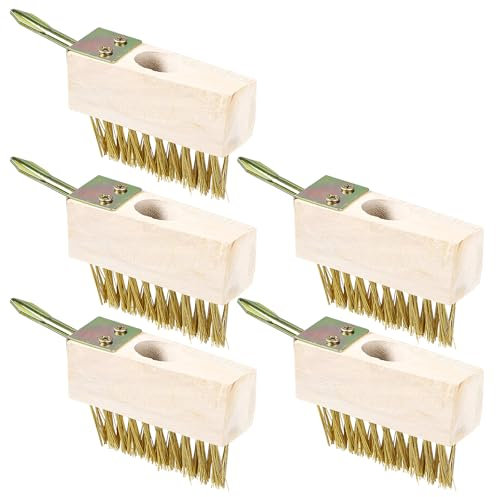 Lot de 5 brosses à joints, 10 x 3,5 x 4 cm, en acier, avec grattoir à joints, brosse anti-mauvaises herbes, pour un nettoyage efficace du jardin de la mousse et des algues, avec poils métalliques