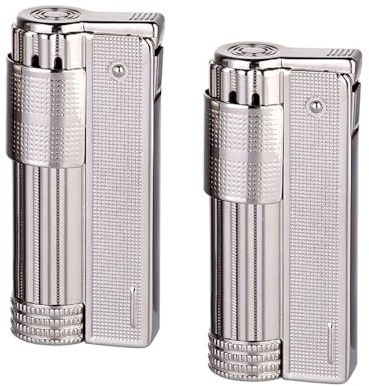 Benzinfeuerzeug | 2er Set | Retro Klassiker Vintage Metall Feuerzeug | Outdoor | Sturmfeuerzeug (Satin (2er Set))