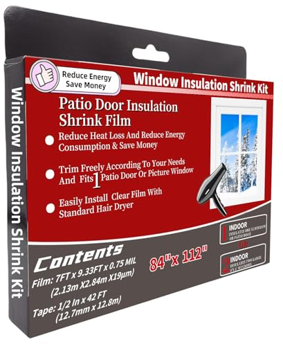 Large Patio Door Shrink Film Window Insulation Kit 84-Inch By 112-Inch
