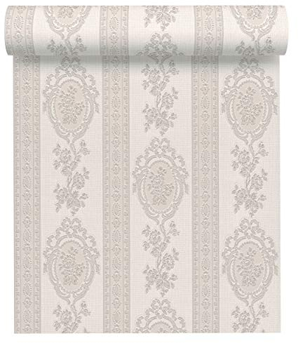 A.S. Création 186157 1861-57 Belle Epoque Papier peint avec ornements baroques Gris métallisé 10,05 x 0,53 m