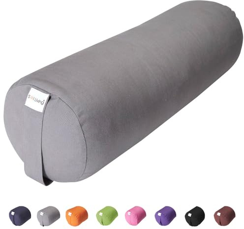 Sol Living Yoga Bolster Pillow Cotton Meditation Cushion Meditation Accessories for Restorative Yoga Meditation Pillow Cylindrical Yoga Pillow Firm Body Pillow Bolster Pillow for Legs Removable Cover