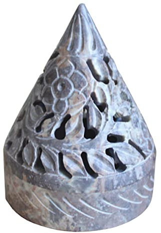 Bitto Räucherkegelhalter & Windlicht Pyramide, Räucherkerzenhalter, aus Softstone, H: 10,5 cm, Ø ca 7 cm