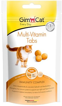 GimCat Multi-Vitamin Tabs - Funktionaler Katzensnack unterstützt Immunsystem, Herz und Augen - 8er Pack (8 x 40 g)