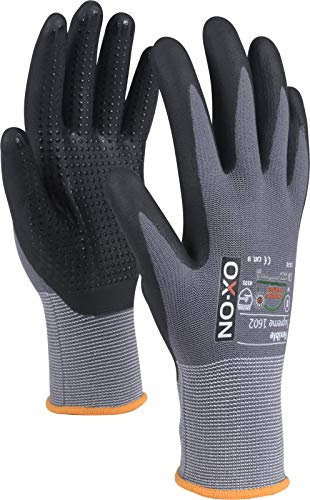 HandschuhMan. OX-ON Flexible Nopperl Arbeitshandschuhe Nitrilbeschichtet mit NOppen Gr. 6-11 (8/M)