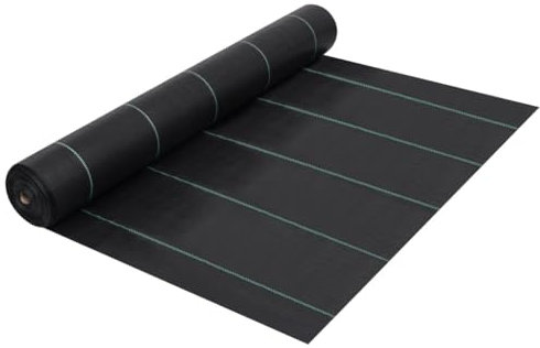 vidaXL Estera de Control de Malezas y Raíces Membrana Jardín Patio Barrera Malla Hierba Abono Cubierta Revestimiento Protección PP Negro 2x25 m