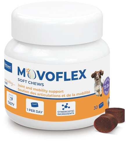 Movoflex Soft Chews | 30 stycken | För hundar från 15 kg till 35 kg | Kompletterande foder för att stödja ledhälsa | För att bevara ledstrukturerna | Med hyaluronsyra